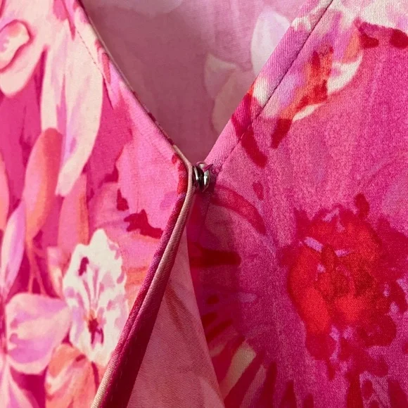 Susan Graver Pink Floral Faux Wrap Dress, XL - Picture 4 of 8